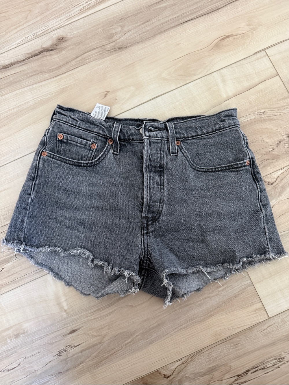 Levi's High-Rise Frayed Hem Denim Shorts